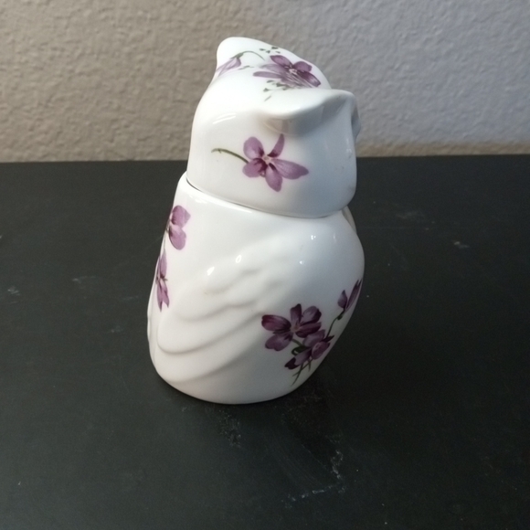 EXQUISITE Hammersley Bone China VIOLETS Owl Figurine Trinket Holder From England - Picture 2 of 6